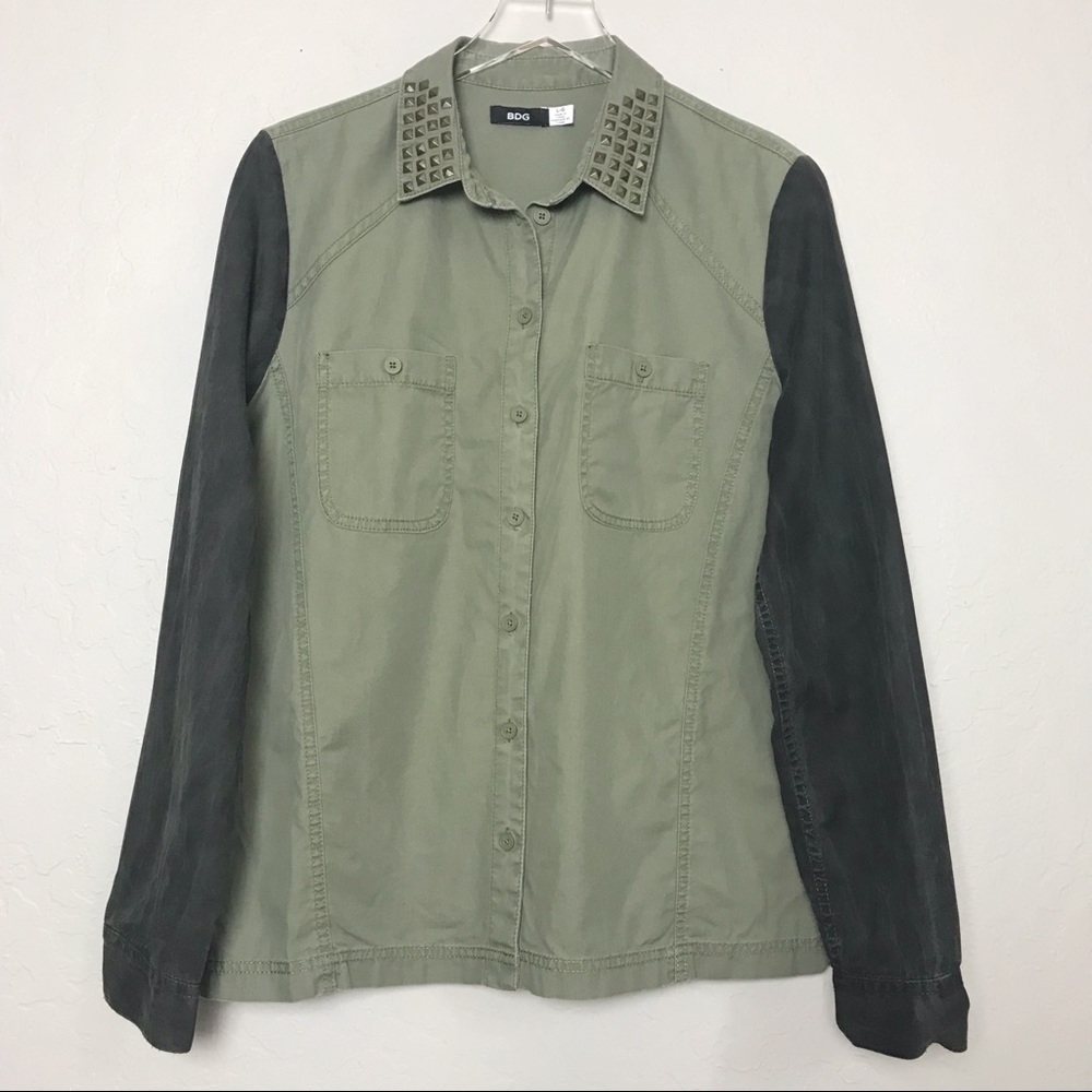 Urban Outfitters BDG Green Stud Shirt Jacket Sz L